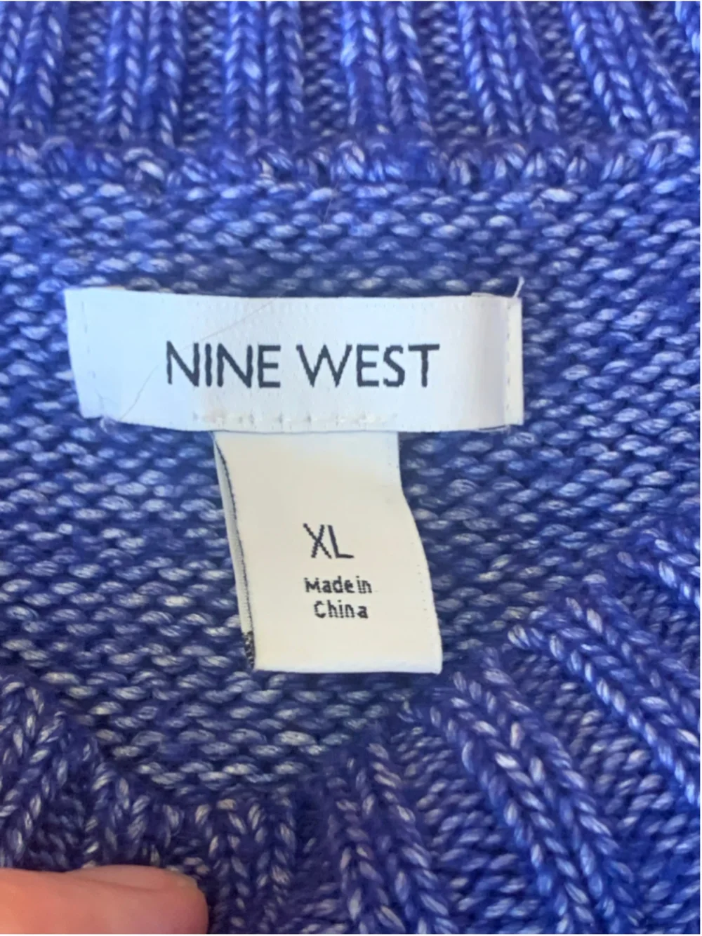 Nine West Plaid Crew Neck Sweater Blue Brown XL